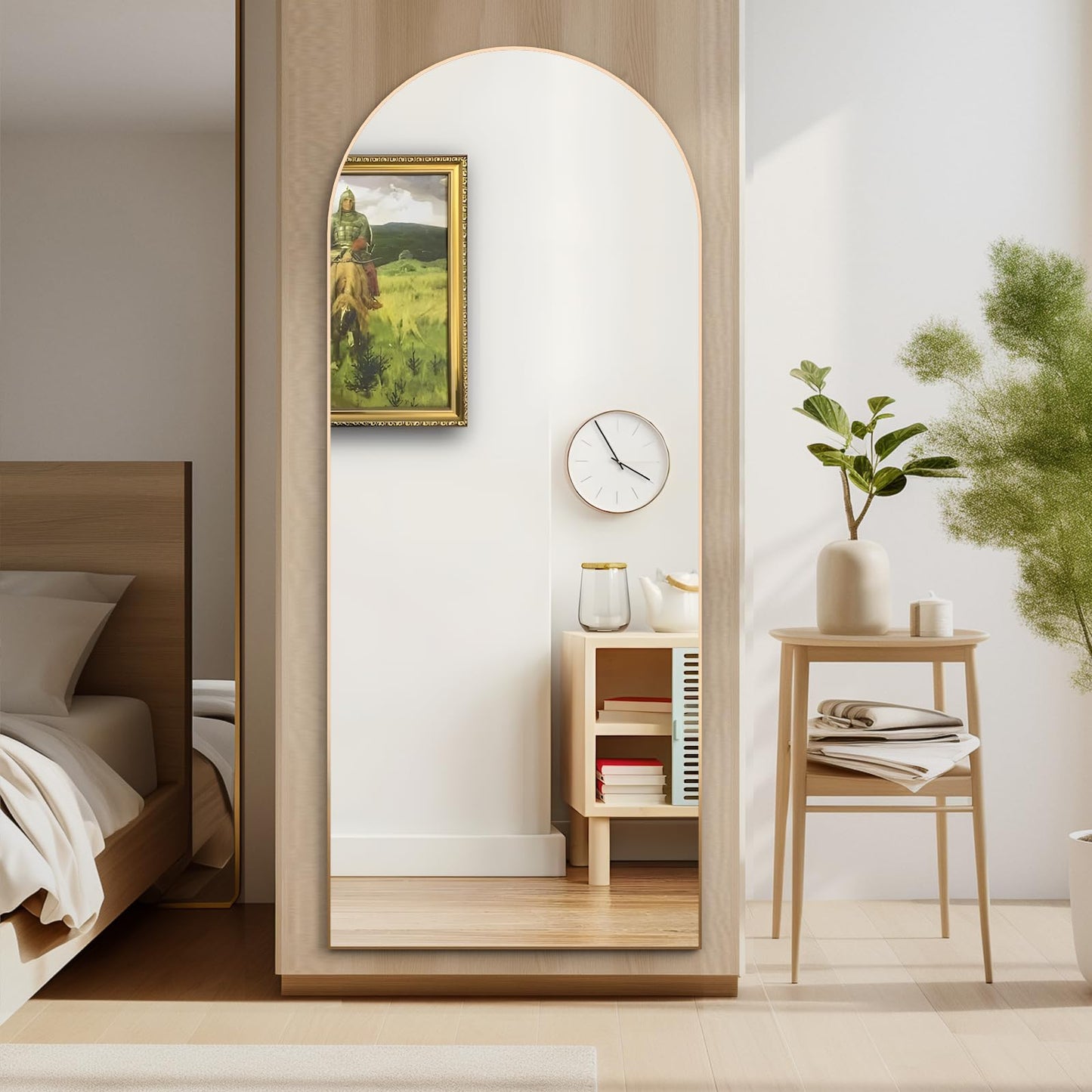 Large Gold Arch Floor Free Standing Mirror 165cm x 60cm Full Length Standing