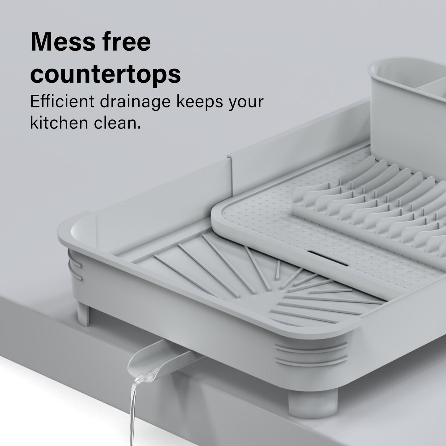 Extendable Dish Drainer Rack with Cutlery Holder in Grey by Vivo, Fits all Sinks