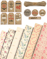 Kraft & Co Christmas Wrapping Paper 12 Sheets with Tags & Twine