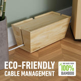 Bamboo Cable Tidy Box - Eco-Friendly Natural Wire Organiser with Lid