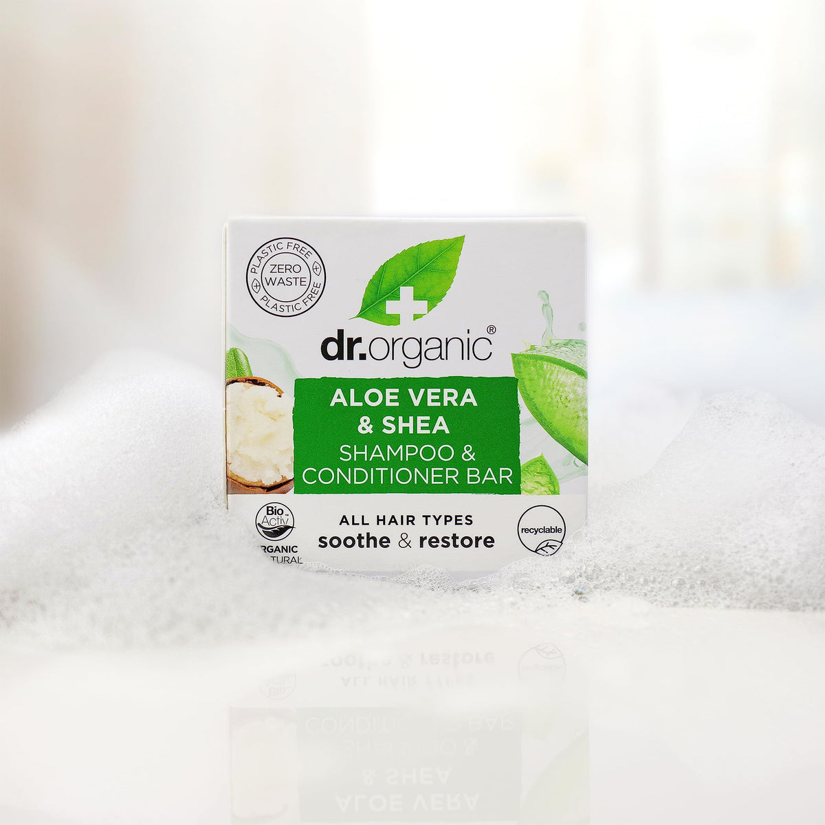 Dr Organic Aloe Vera & Shea Shampoo Conditioner Bar 75g Soothe & Restores