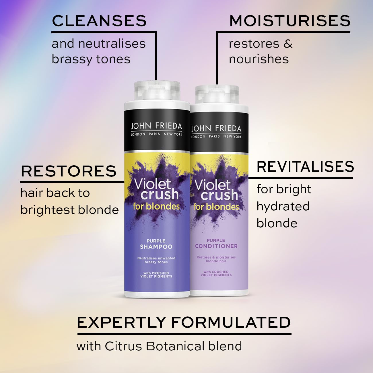 John Frieda Violet Crush Purple Shampoo and Conditioner Bundle 2 x 500ml