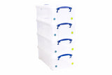 Really Useful Box 12 Litre Pack of 3, Clear Plastic Storage Container with Clip Handles & Lid