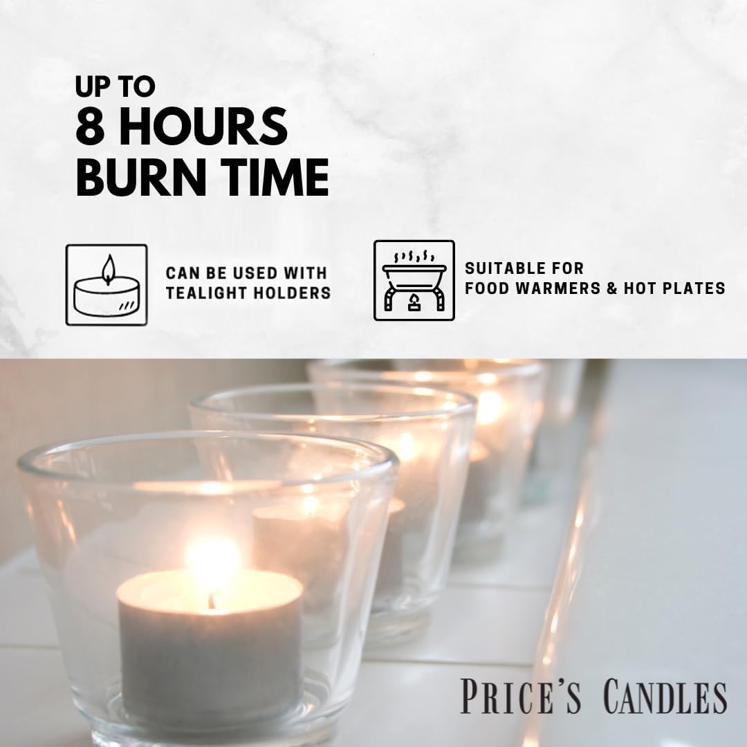 Price's Candles 100 Pack Sentinel Range 8 Hour Tea Lights Unscented