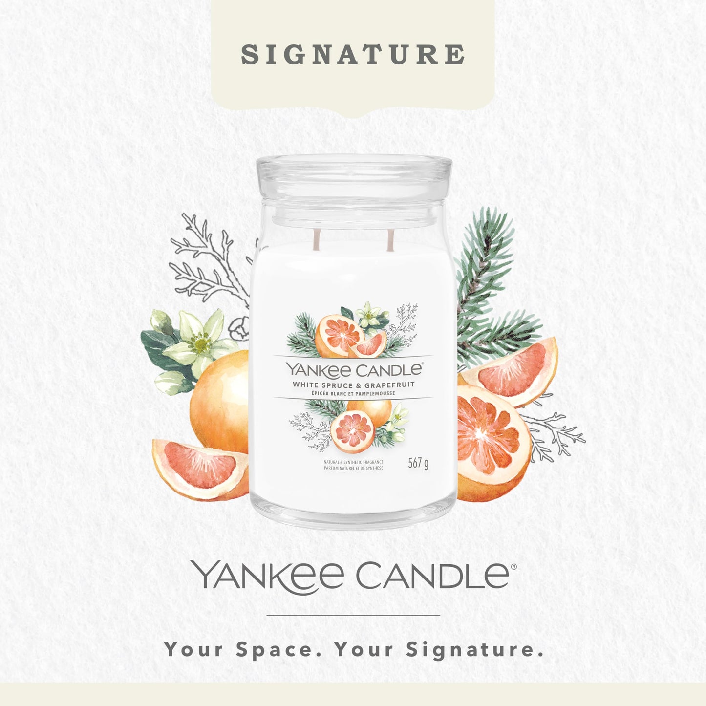 Yankee Candle Signature Large Scented Jar Candle - White Spruce & Grapefruit