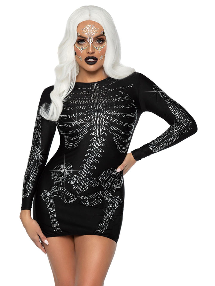 Leg Avenue Rhinestone Skeleton Dress Women's Halloween Costume Size S 6-8