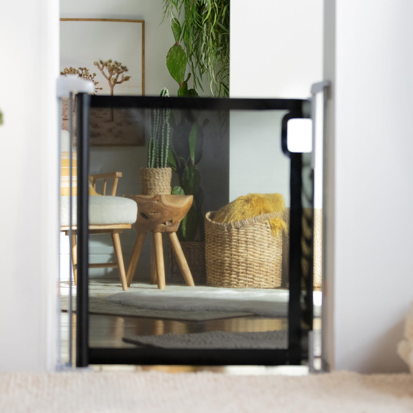 Black Retractable Baby Gate with Tuck Away Mesh, Pet/Child Stair Gate, Fits Openings up to 52" Wide, 30" Tall