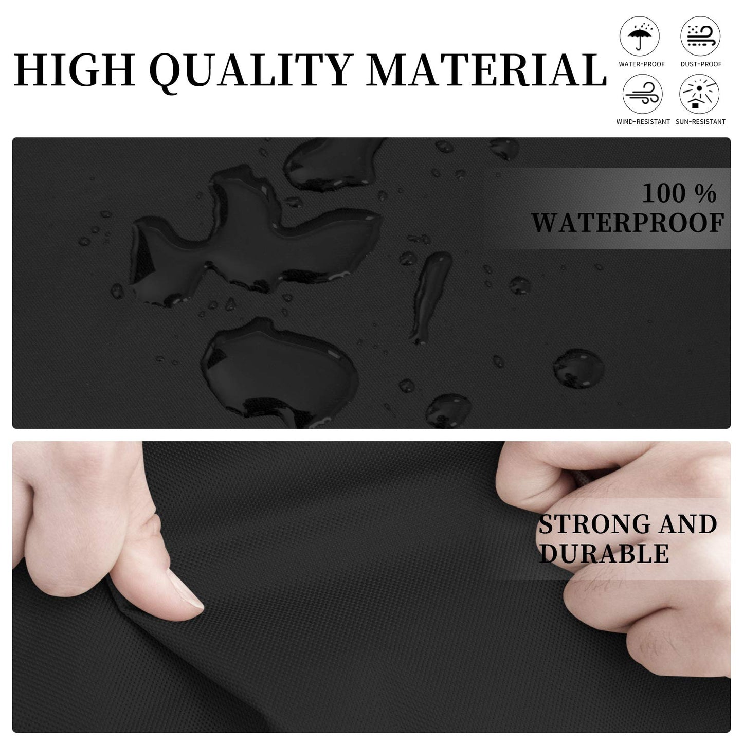 Black V-Shaped Sectional Sofa Cover Waterproof Heavy Duty 100"x100"