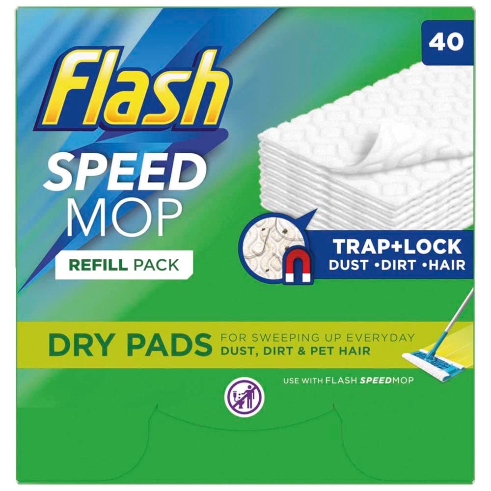 Flash Speedmop Dry Refill Pads 40 Count - Floor Cleaning Dry Mop Refills