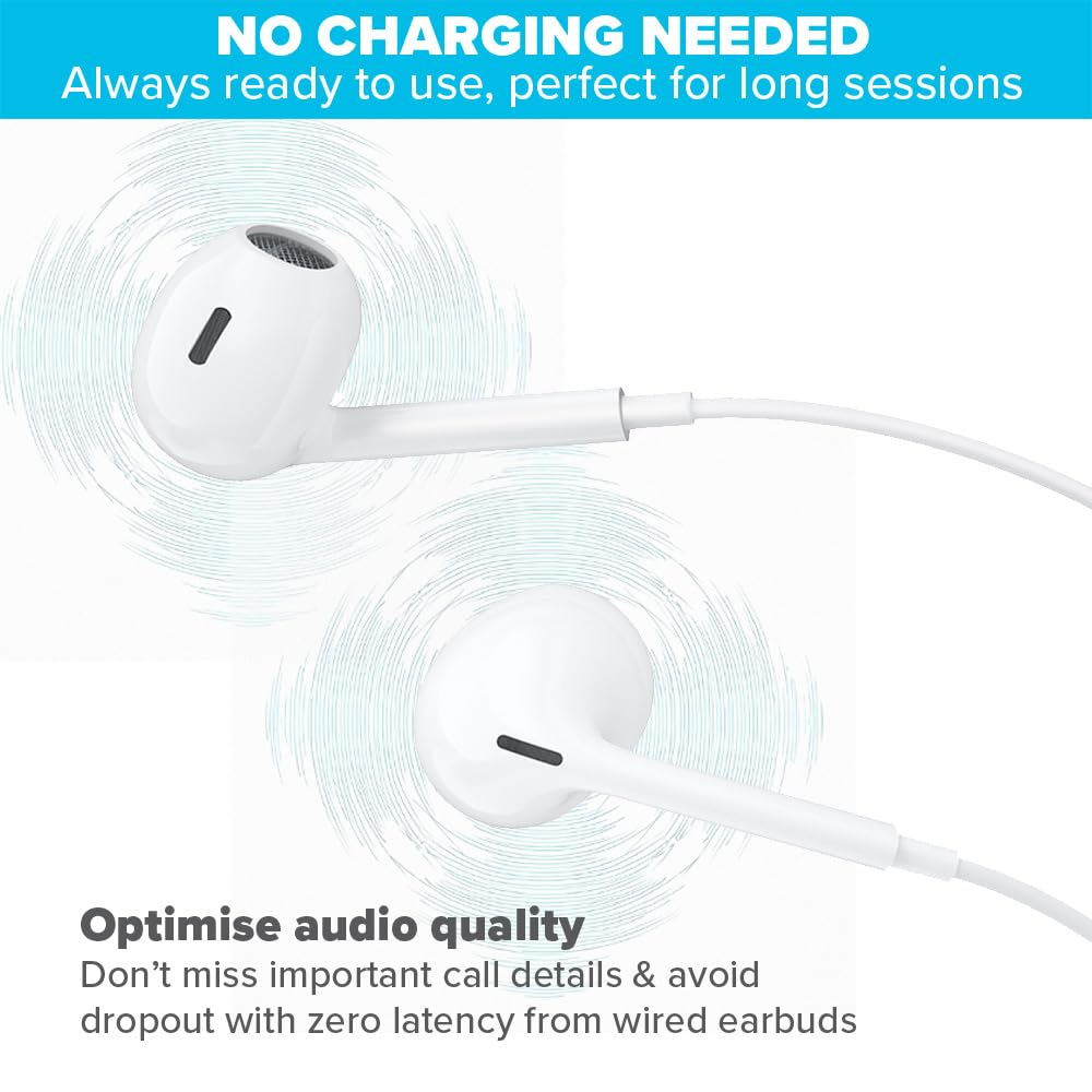 Maplin Wired Lightning Earbuds with Microphone & Controls, 1.2m
