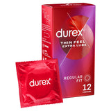 Durex Thin Feel Extra Lube 12 Condoms - Silicone Lubricated - Regular Fit