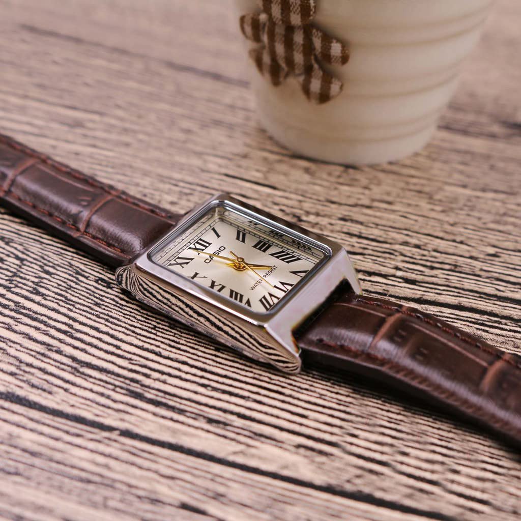 Casio Women's Watch LTP-V007L-9BUDF Gold Dial With Brown Leather Strap