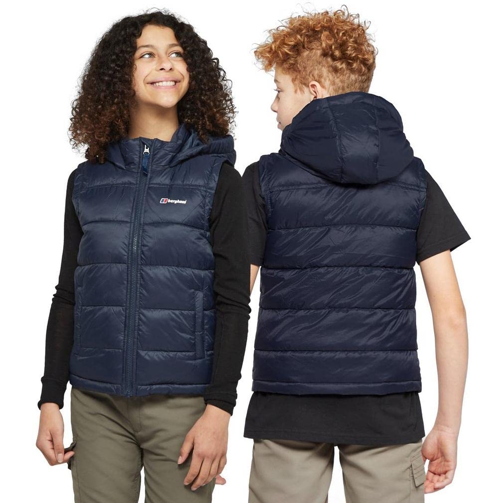 Berghaus Kid's 11-12yrs Burham Gilet with Hood, Water-Resistant Insulated Navy Boydwarmer