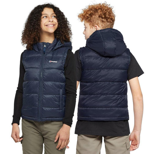Berghaus Kid's 11-12yrs Burham Gilet with Hood, Water-Resistant Insulated Navy Boydwarmer