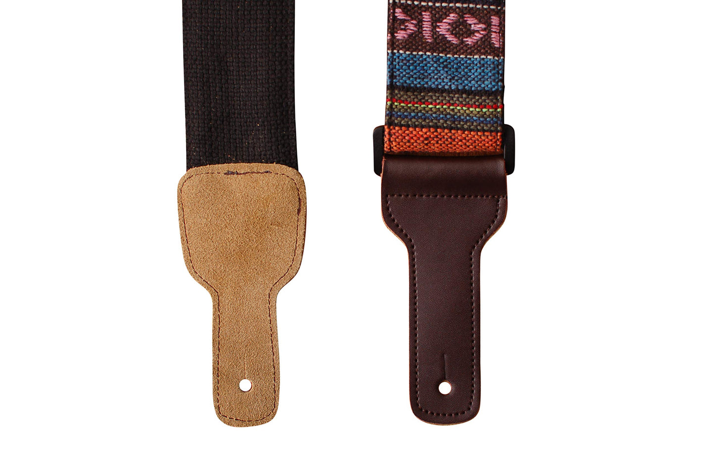 MUSIC FIRST Banjo Strap 2 Inch, Genuine Leather & Cotton Country Style