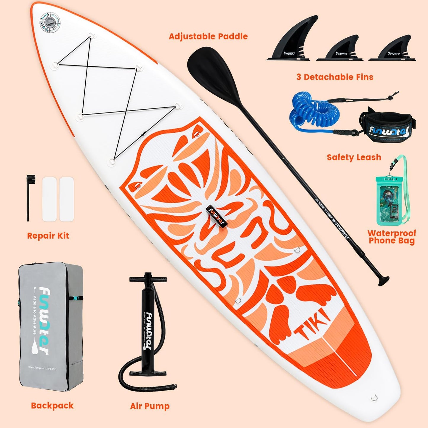 FunWater Inflatable Stand Up Paddle Board Ultra-Light iSUP with Paddle & Pump / Accessories