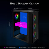 GAMDIAS ZEUS ATX Mid Tower Gaming Case 4x 120mm ARGB Fans