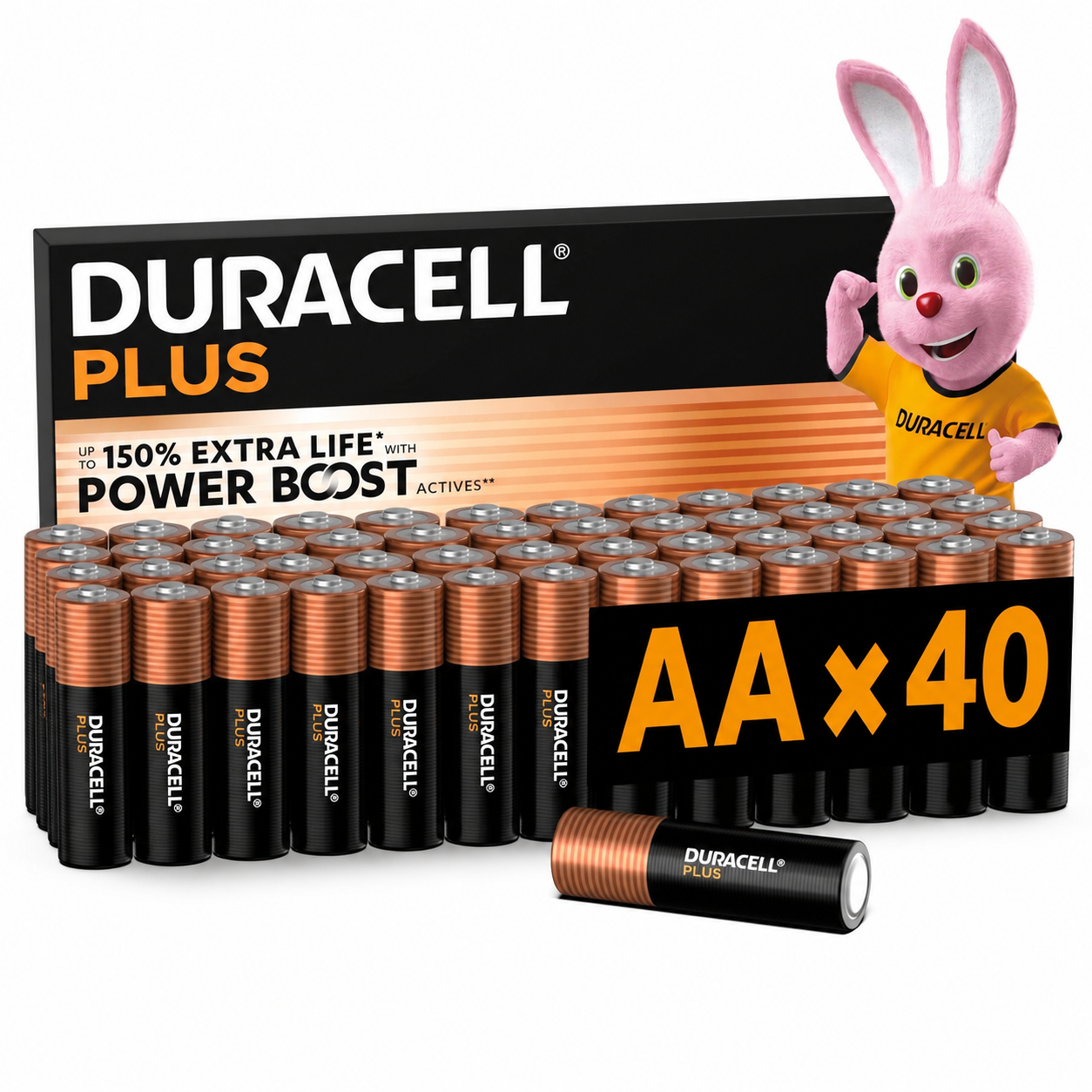 Duracell Plus AA Alkaline Batteries 36 Pack - 150% Extra Life, Power Boost