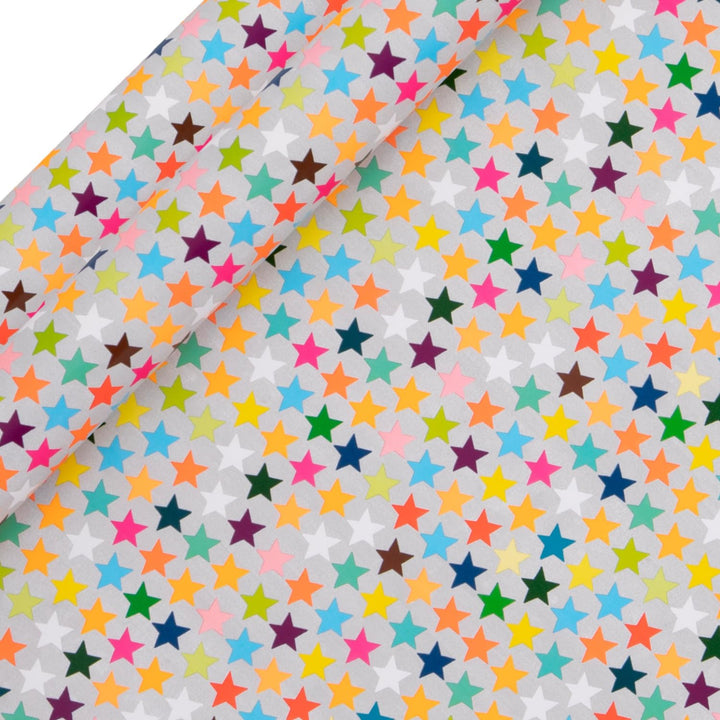 Glick 2 Pack Stars Wrapping Paper, 4m x 70cm, Multi-Coloured