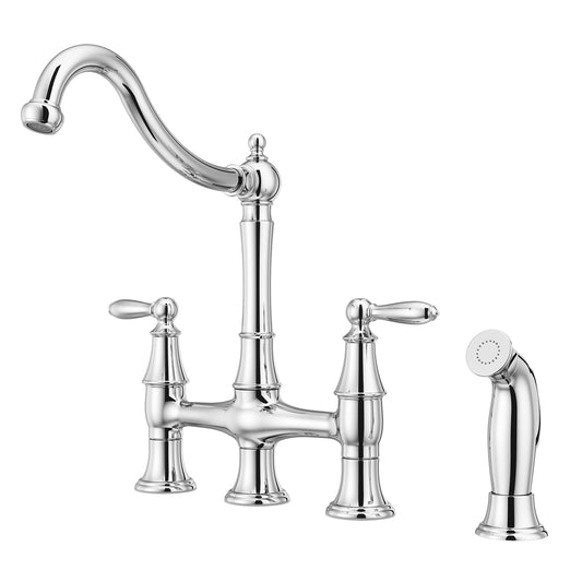 Pfister Courant Bridge Kitchen Faucet Polished Chrome with Side Sprayer