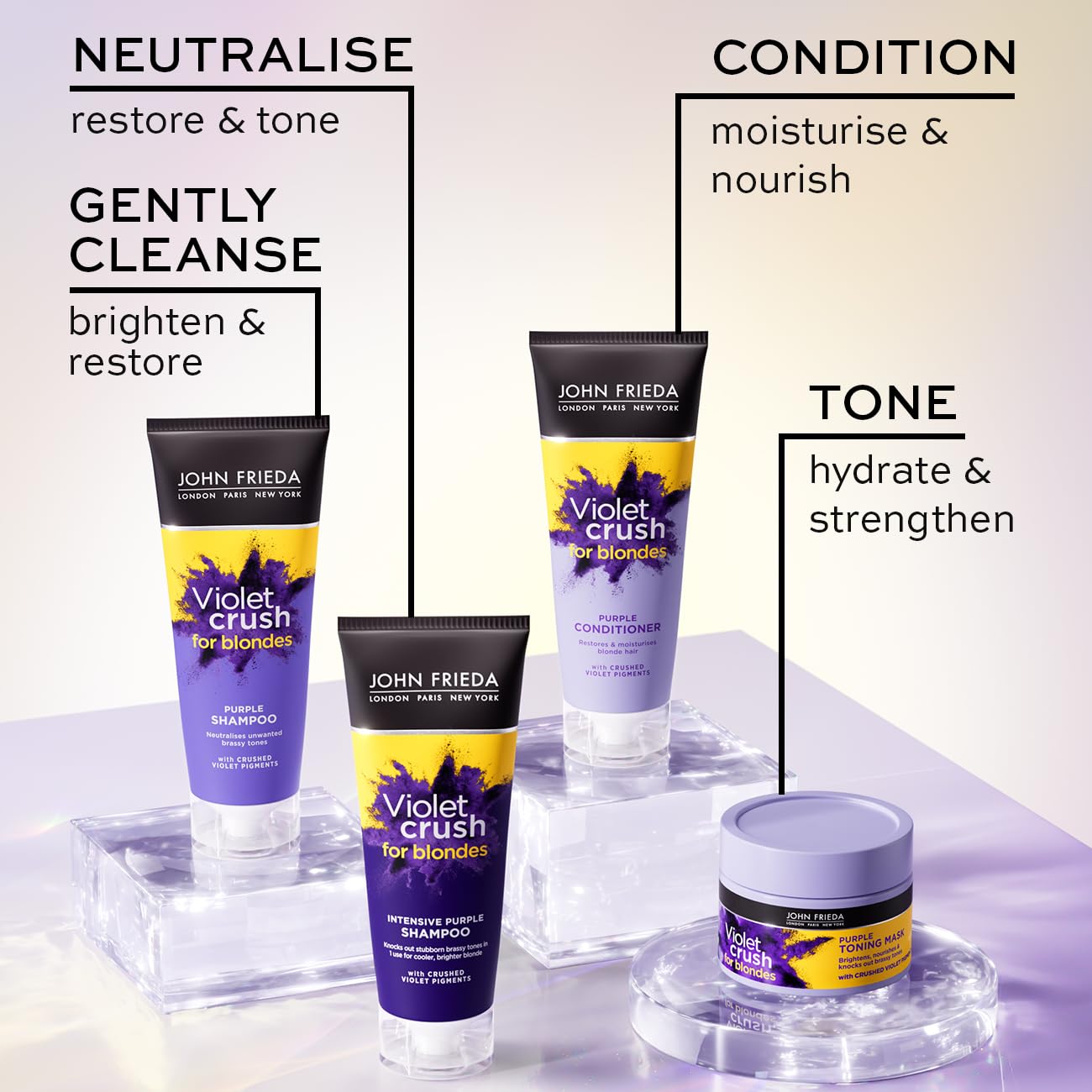 John Frieda Violet Crush Purple Shampoo and Conditioner Bundle 2 x 500ml