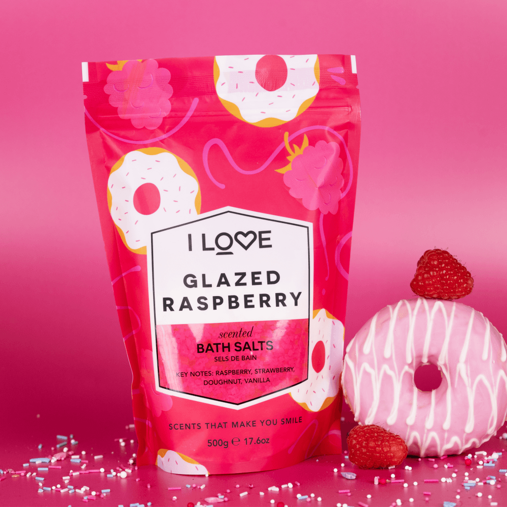 I LOVE Signature Glazed Raspberry Scented Bath Salts 500g - All Natural Ingredients