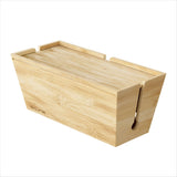 Bamboo Cable Tidy Box - Eco-Friendly Natural Wire Organiser with Lid