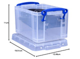 Really Useful Box 1.6 Litre Clear Plastic Storage Container 3x Pack with Clip Handles