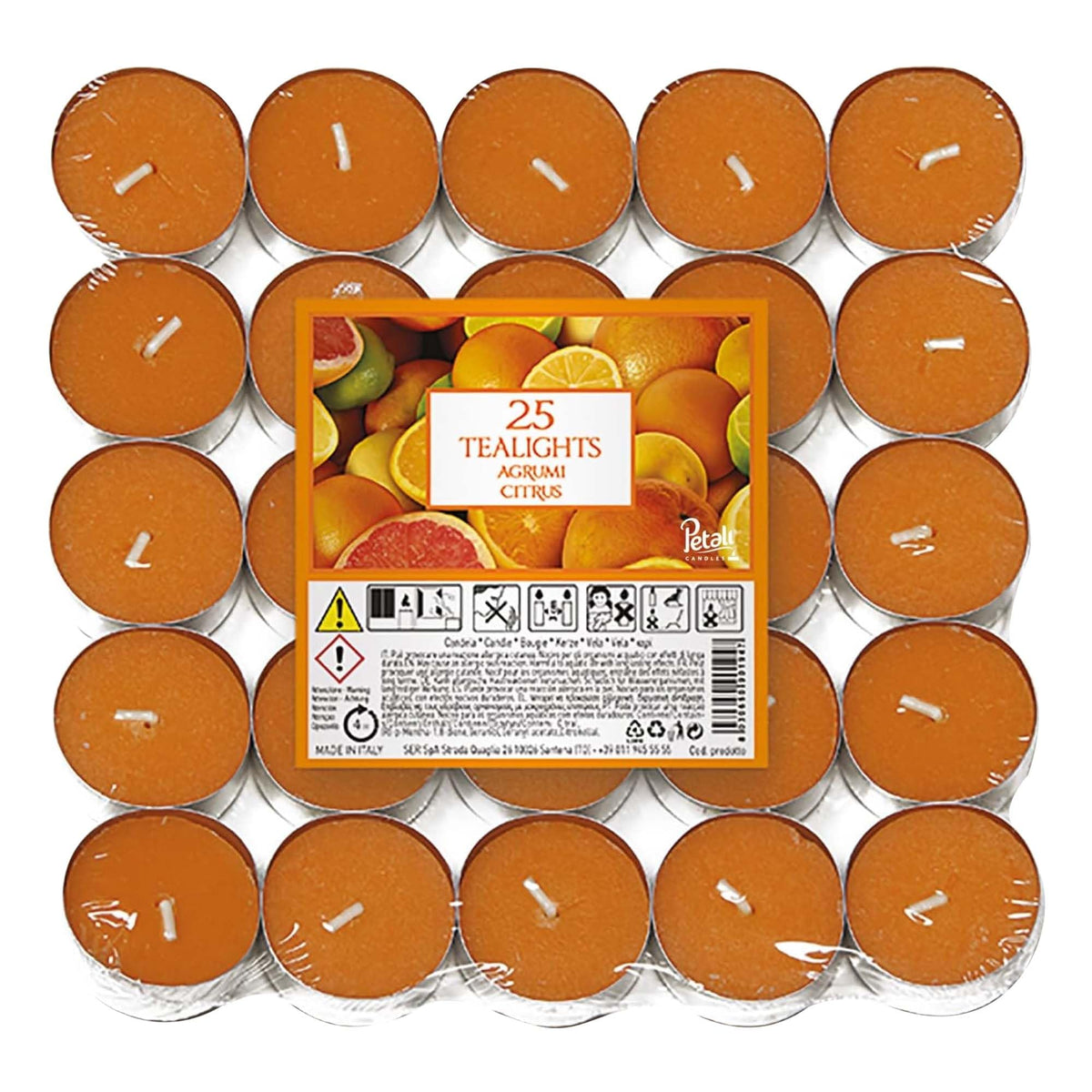 Price's Candles Petali Citrus Scented Tealights 25 Pack, 4-5 Hour Burn Time