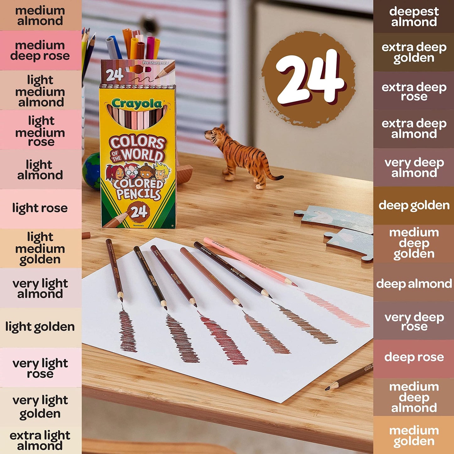 Crayola Colours of the World Colouring Pencils - 24 Pack - Skin Tones Edition