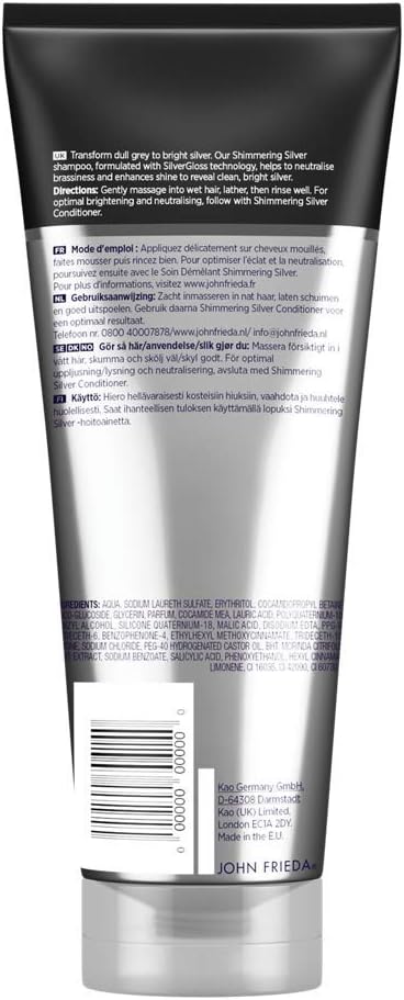 John Frieda Shimmering Silver Shampoo for Grey & White Hair 250ml