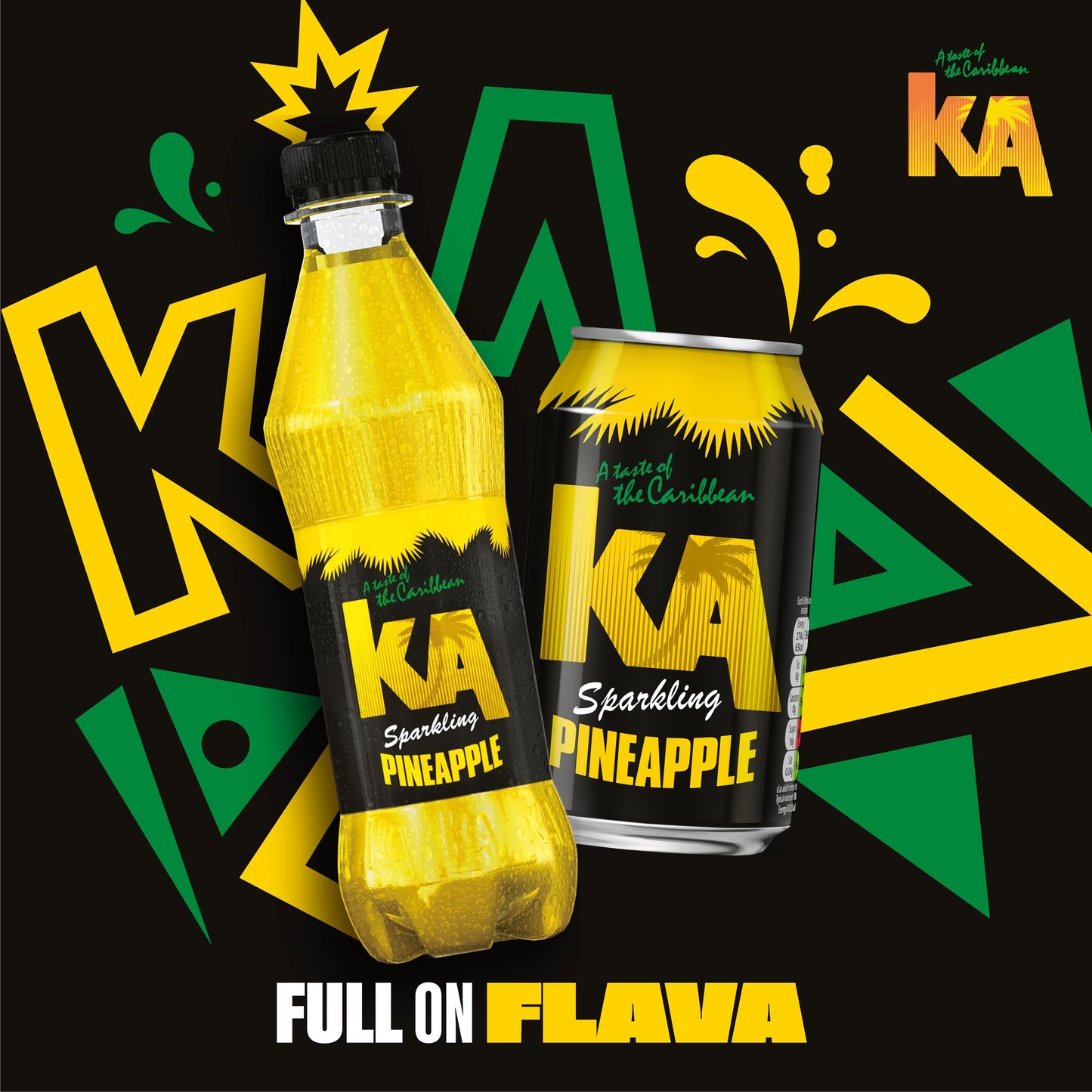 KA Caribbean Pineapple Fizzy Drinks 24 x 330ml Cans Multipack