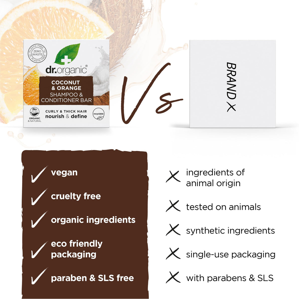 Dr Organic Coconut & Orange Shampoo Bar 75g | Natural Curly Hair