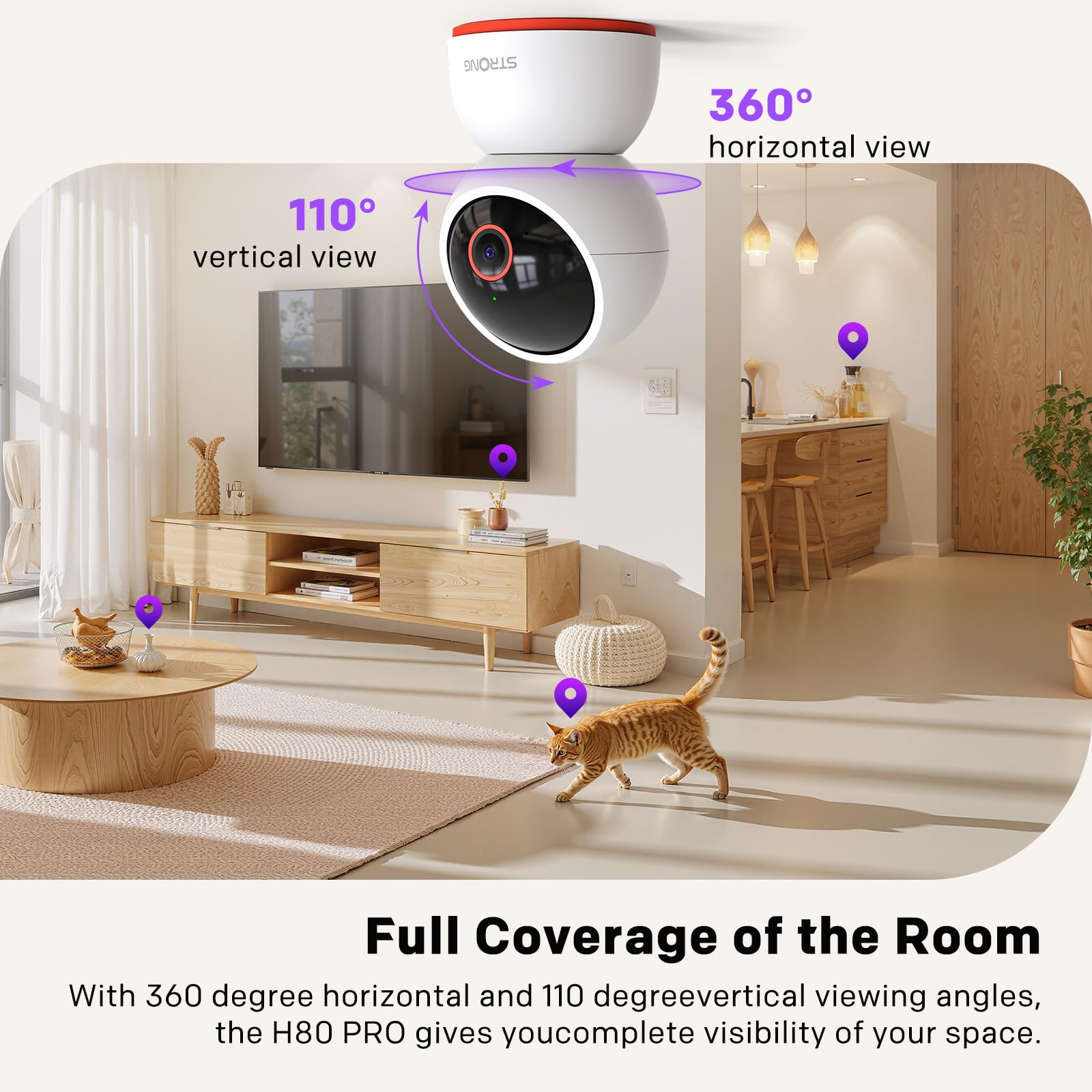 Strong 4K 8MP Indoor Security Camera 360° Pan/Tilt WiFi 5G Baby Monitor
