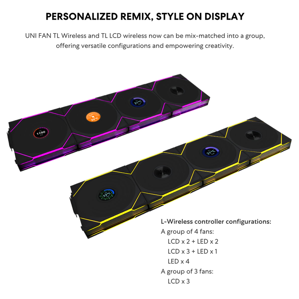 Lian Li UNI Fan TL 120 Wireless Triple Pack Black Controller