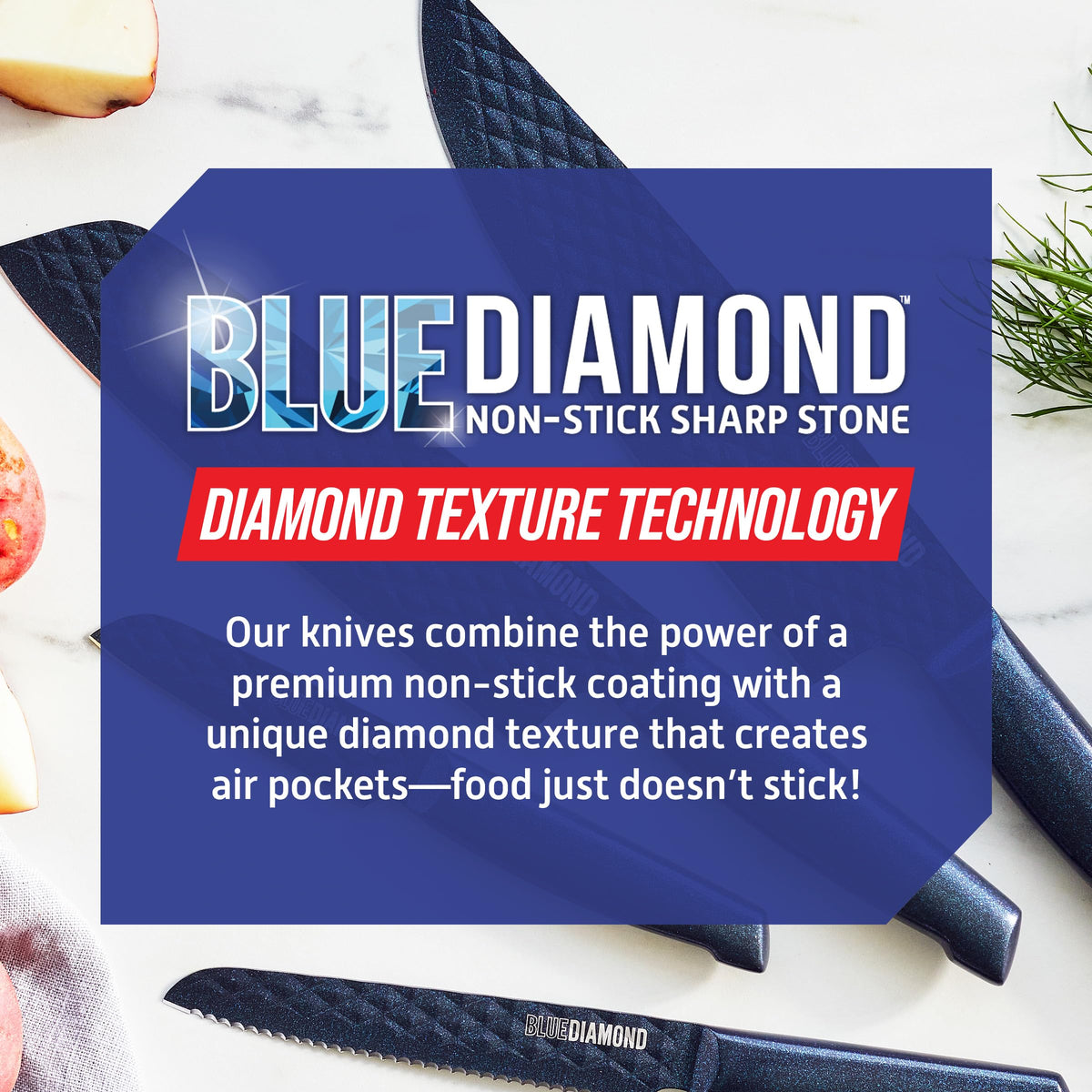 Blue Diamond 3 Piece Knife Set 20cm Chef 13cm Serrated 9cm Paring