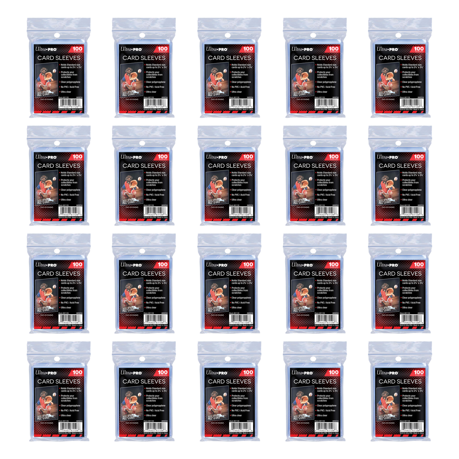 Ultra Pro 2000 Clear Soft Sleeves - 20 Packs Trading Card Protection