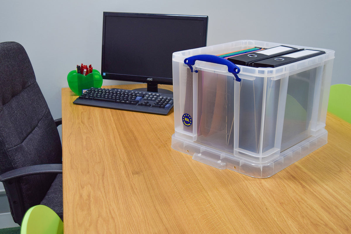 Really Useful Box 35L Clear Plastic Storage Box with Secure Lid