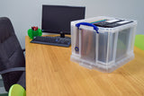 Really Useful Box 35L Clear Plastic Storage Box with Secure Lid