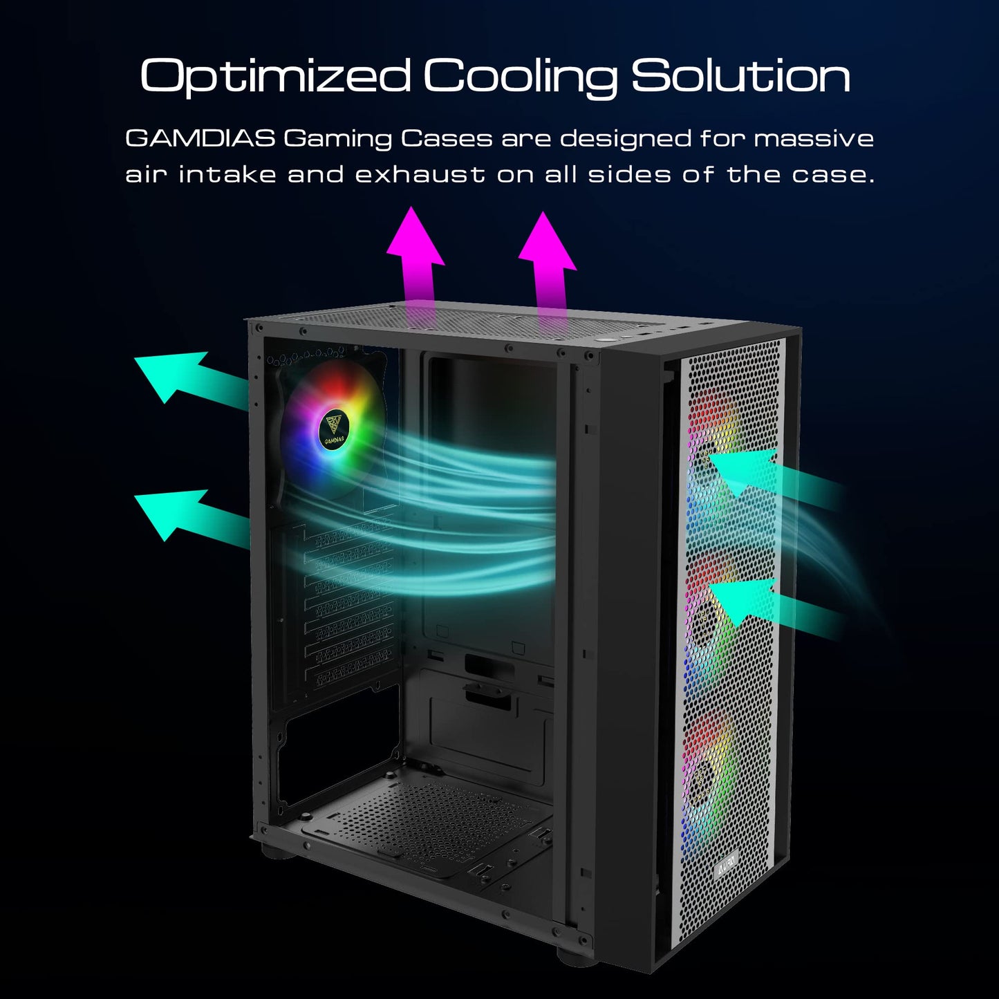 GAMDIAS ZEUS ATX Mid Tower Gaming Case 4x 120mm ARGB Fans