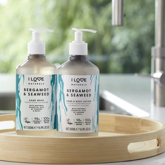 I Love Naturals Bergamot & Seaweed Hand & Body Lotion 2 x 500ml with Natural Essential Oils