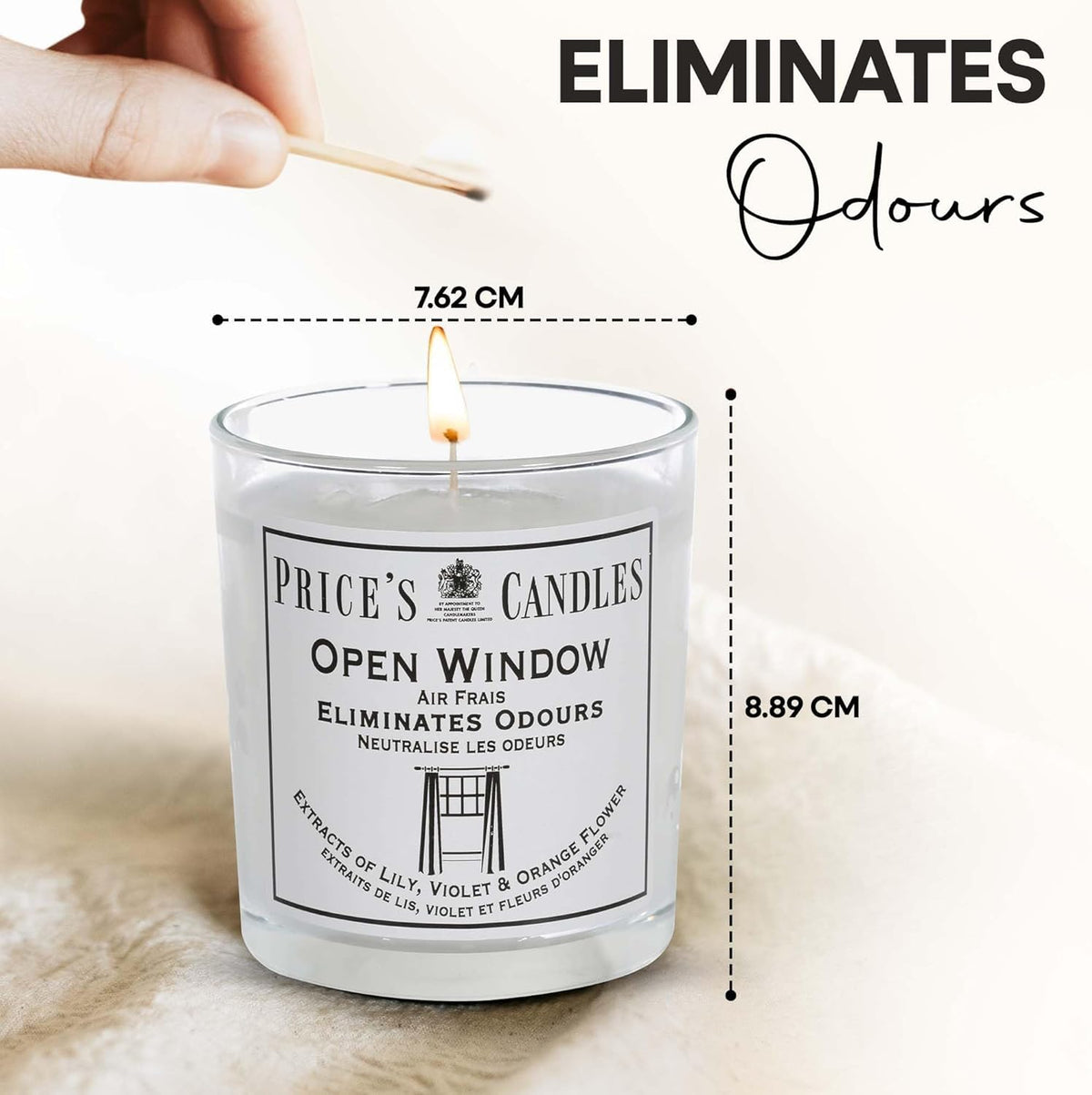 Price's Candles Set of 3 Fresh Air Odour Removing Jar Candles, Open Window