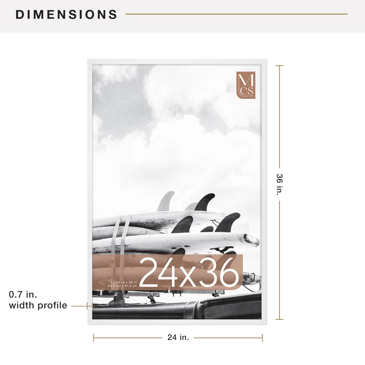 MCS Gallery Foundation 24x36 Poster Frame White, Vertical & Horizontal Wall Hanging Large Picture Frame for Photos, Posters & Art Prints