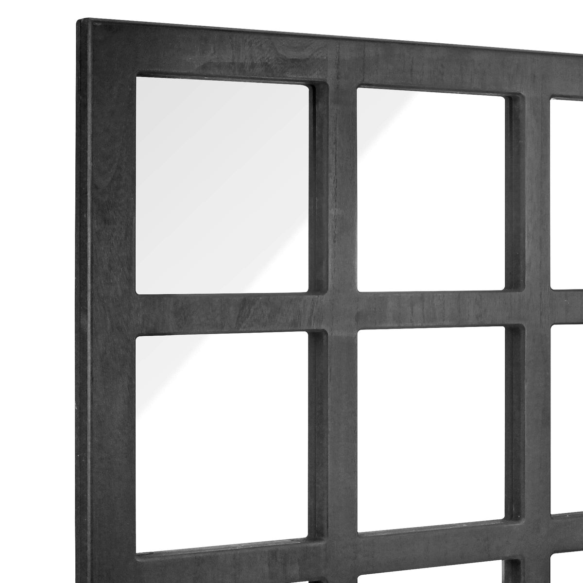 Stonebriar Square Rustic 9 Panel Window Pane Hanging Wall Mirror Black