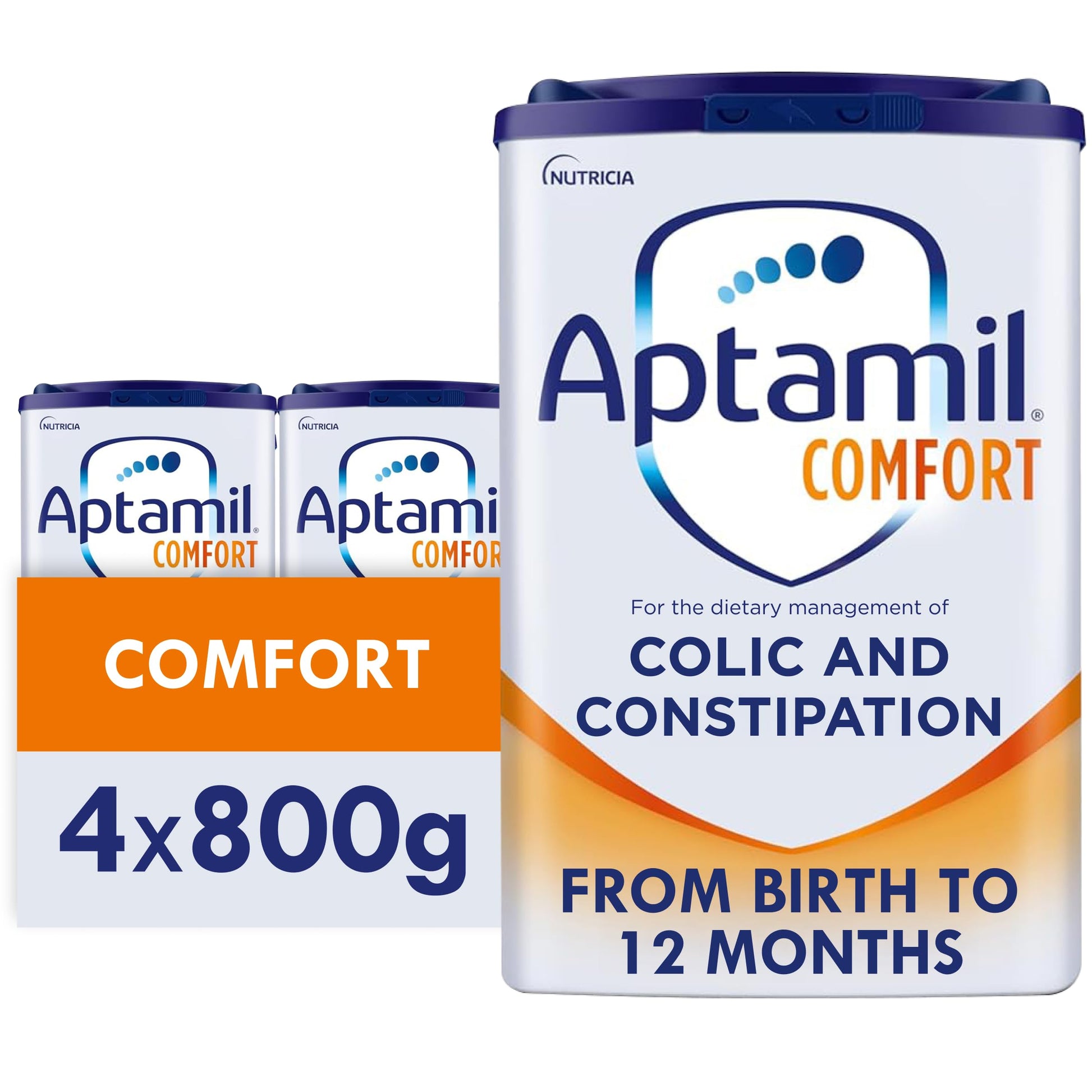 Aptamil Comfort Baby Milk Powder Formula Birth 800g Pack of 4, For Colic, Constipation & Reduced Lactose