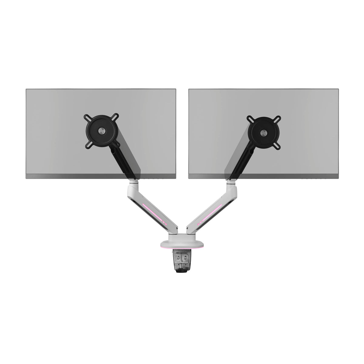 One For All Universal Gaming Dual Monitor Arm for 21-45 Inch Screens - VESA 75/100mm - Heigh adjustment -Tilt (80°), Swivel (180°) and Rotate (360°) - Max weight - 14 kg per screen - White (DM8220)