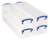 Really Useful Box 1.5 Litre Clear Plastic Storage Container 4x Pack with Clip Handles
