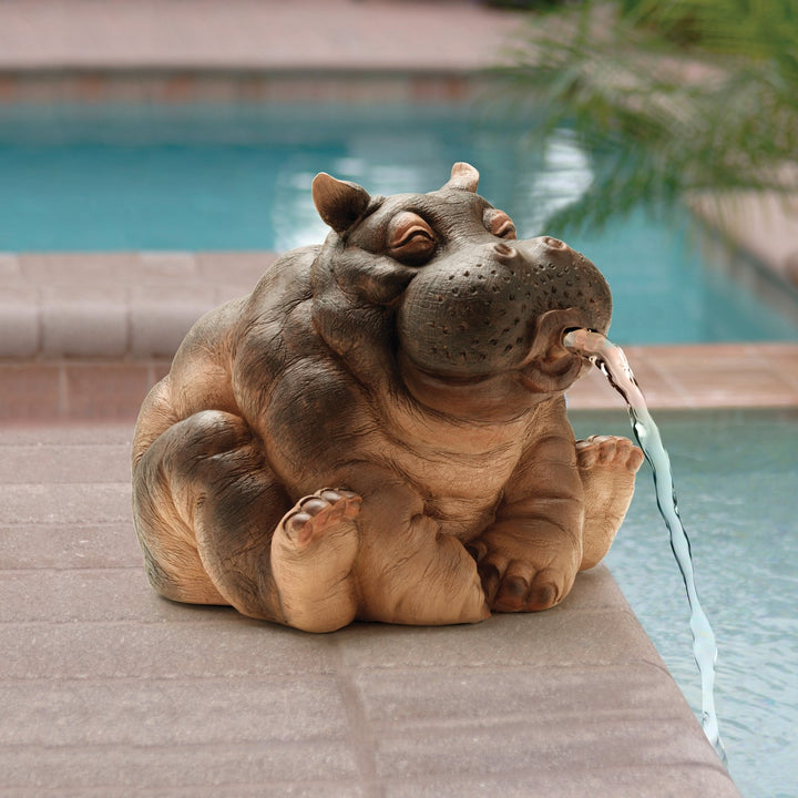 Design Toscano Hanna Hippo Pond Spitter Water Feature Statue 25.5cm