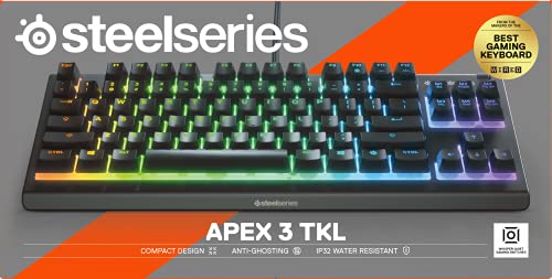 SteelSeries Apex 3 TKL RGB Gaming Keyboard – Tenkeyless Compact Form Factor - English QWERTY