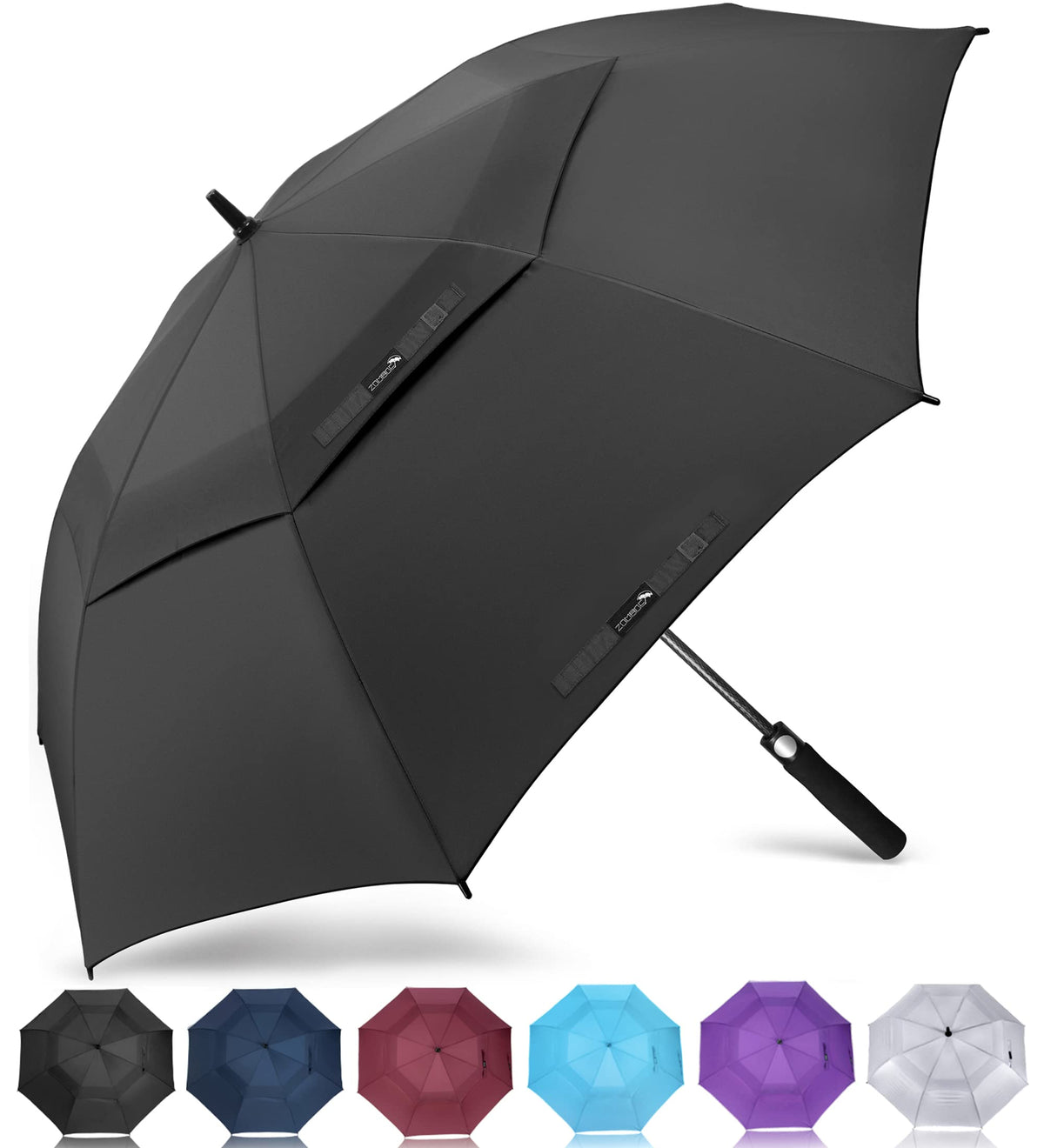 Sports Golf Umbrella Large 68 Inch Heavy-Duty, Windproof & Rainproof in Black 